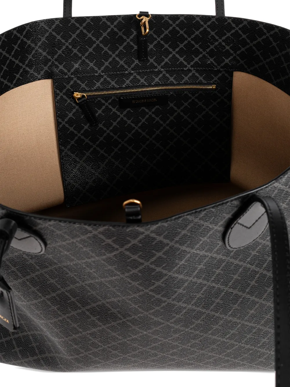 By Malene Birger Abi shopper met monogramprint Zwart