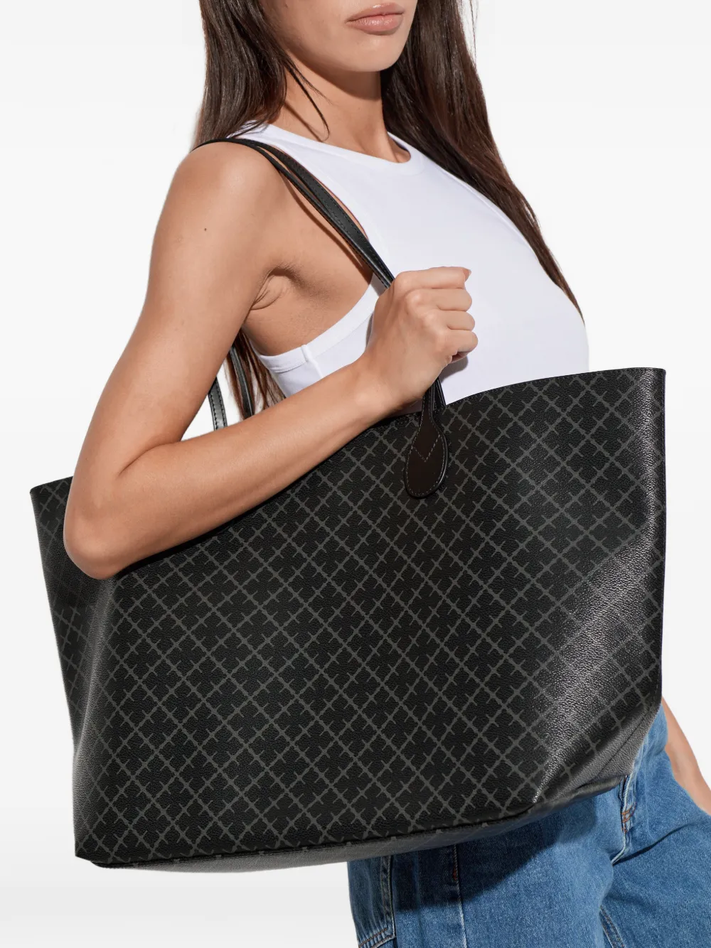 By Malene Birger Abi monogram-pattern tote bag - Black
