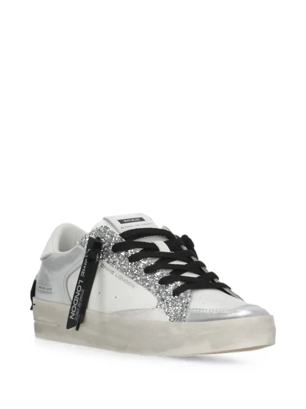 Crime London Skate Deluxe glitter-embellished sneakers Wit
