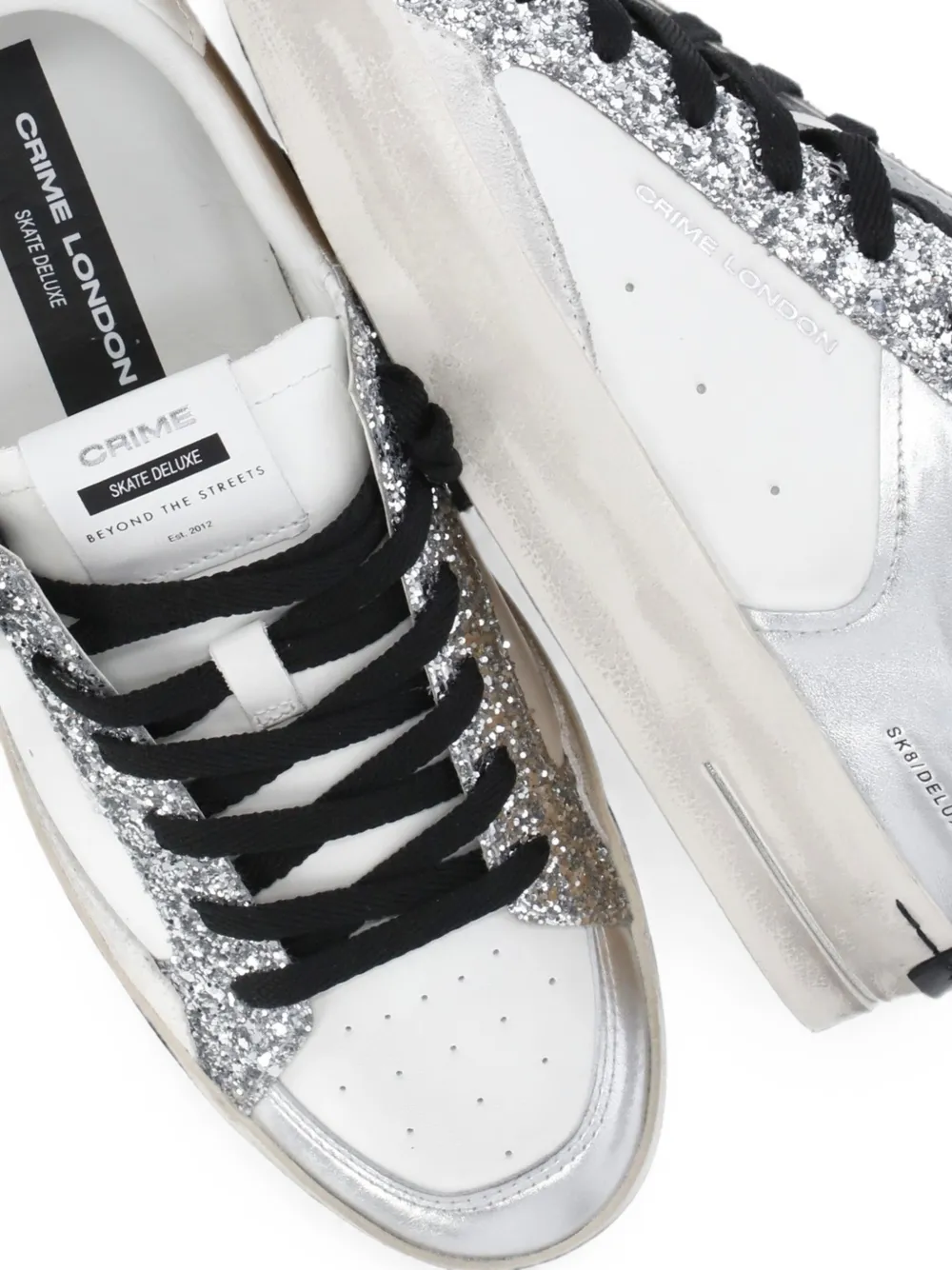 Crime London Skate Deluxe glitter-embellished sneakers Wit
