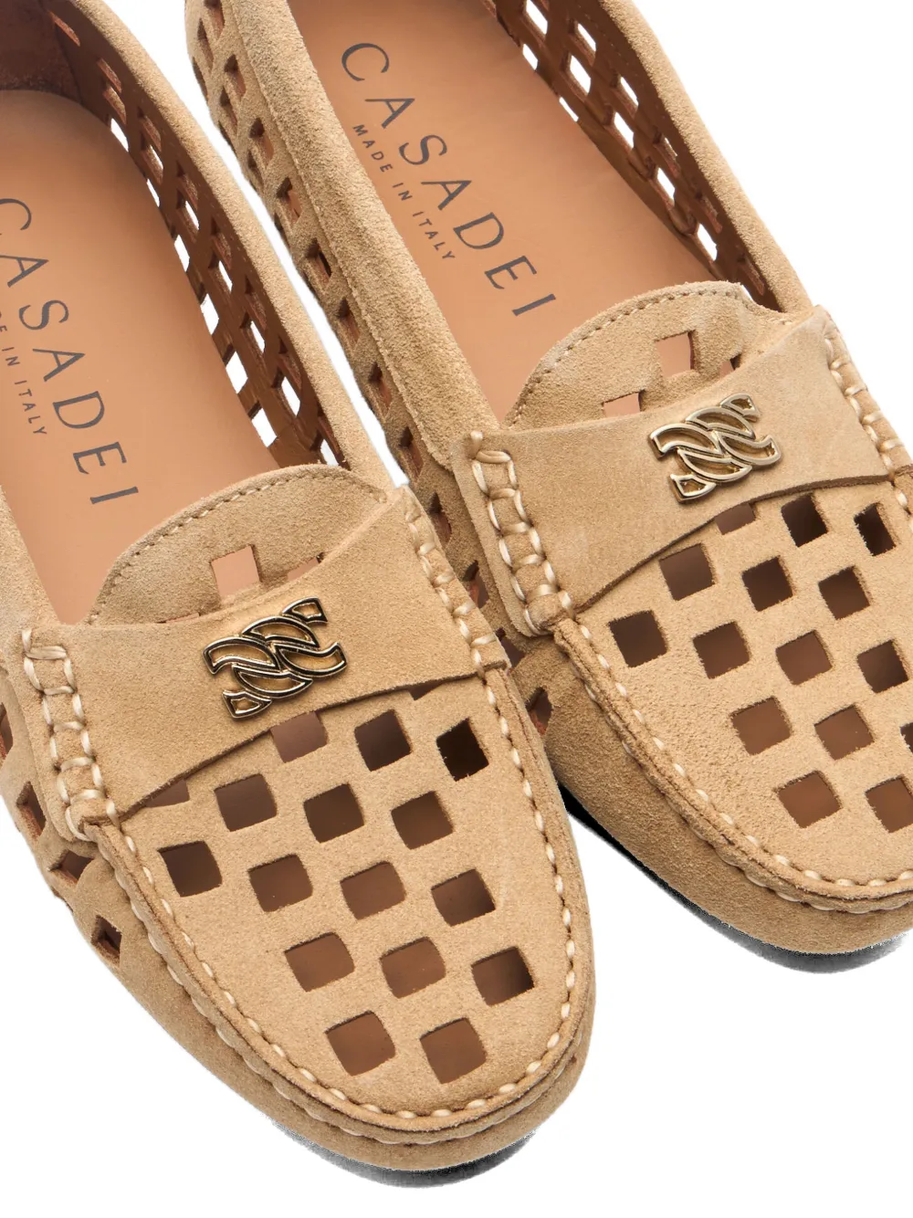 Casadei C-Chain laser-cut loafers Beige
