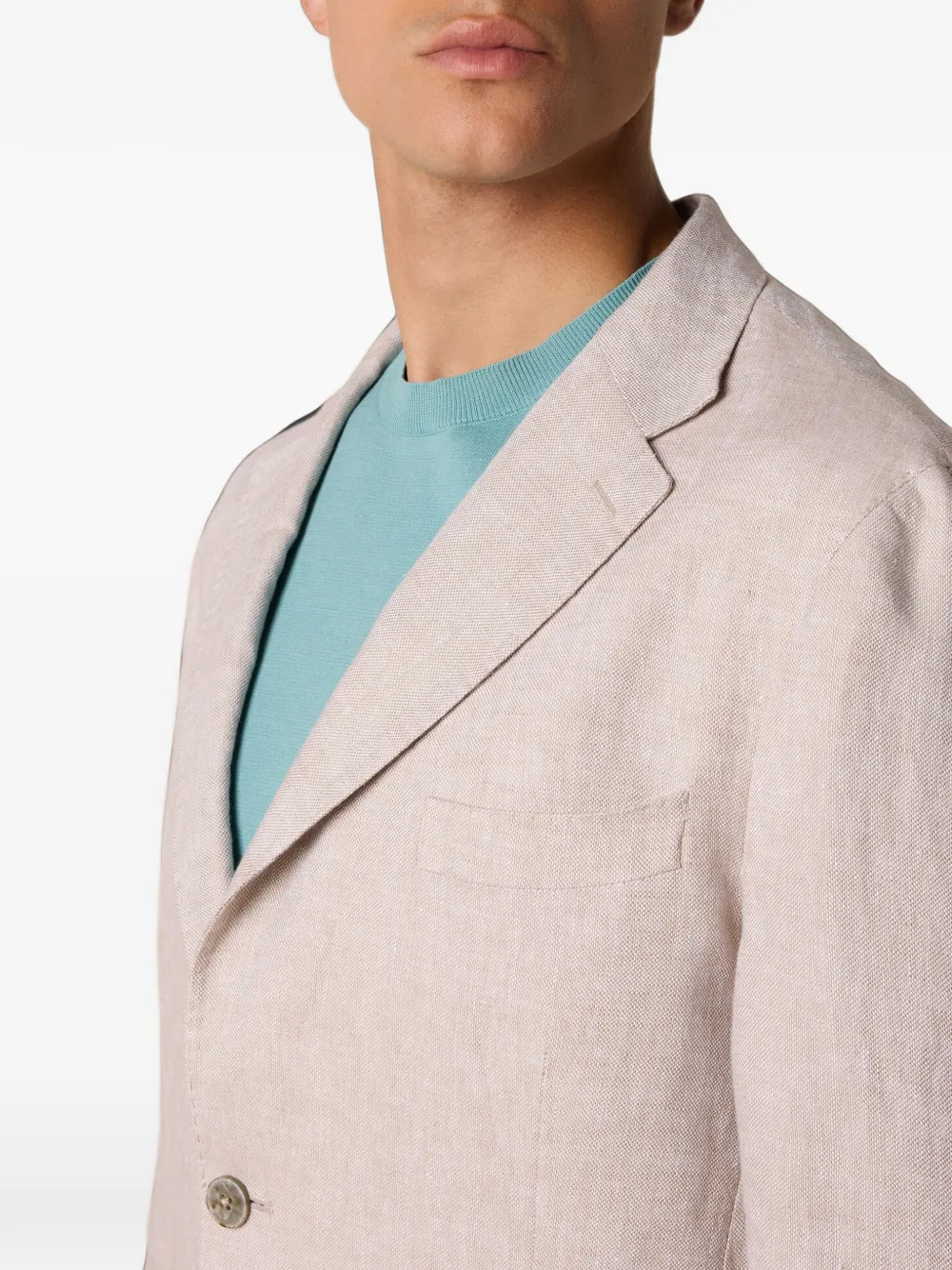 Brooks Brothers Linnen blazer met enkele rij knopen Beige