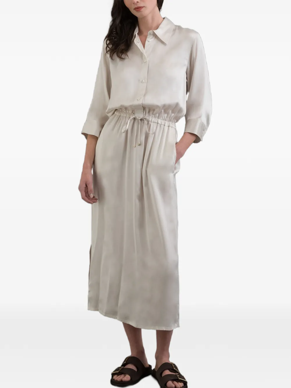 Moorer ANTEA-SKR midi dress - Toni neutri