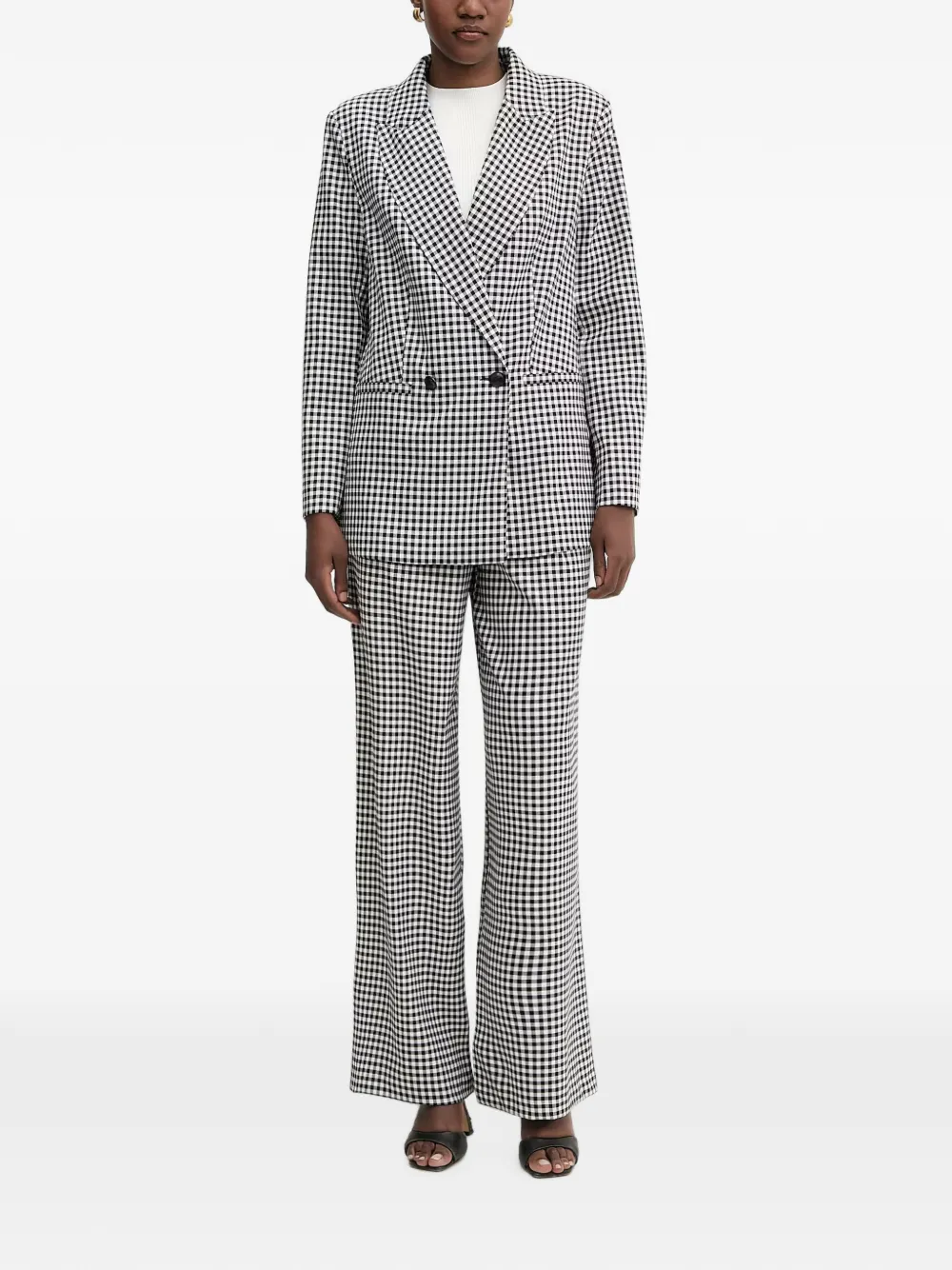 Morgan Broek met gingham ruit Zwart