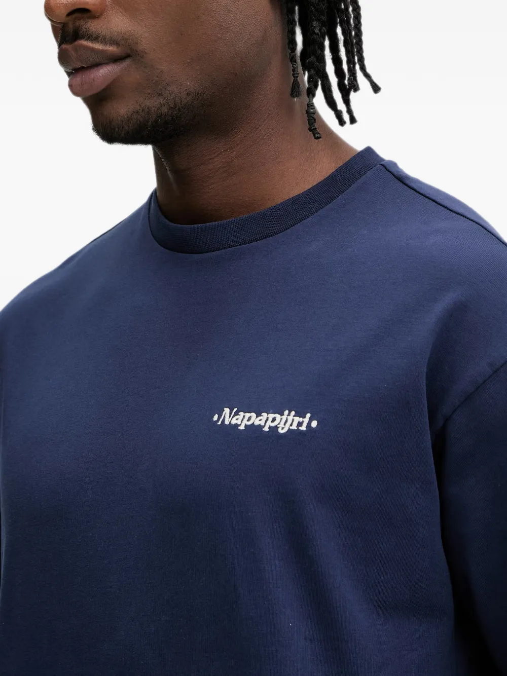 Napapijri Fluorite graphic-print logo-embroidered T-shirt Blauw
