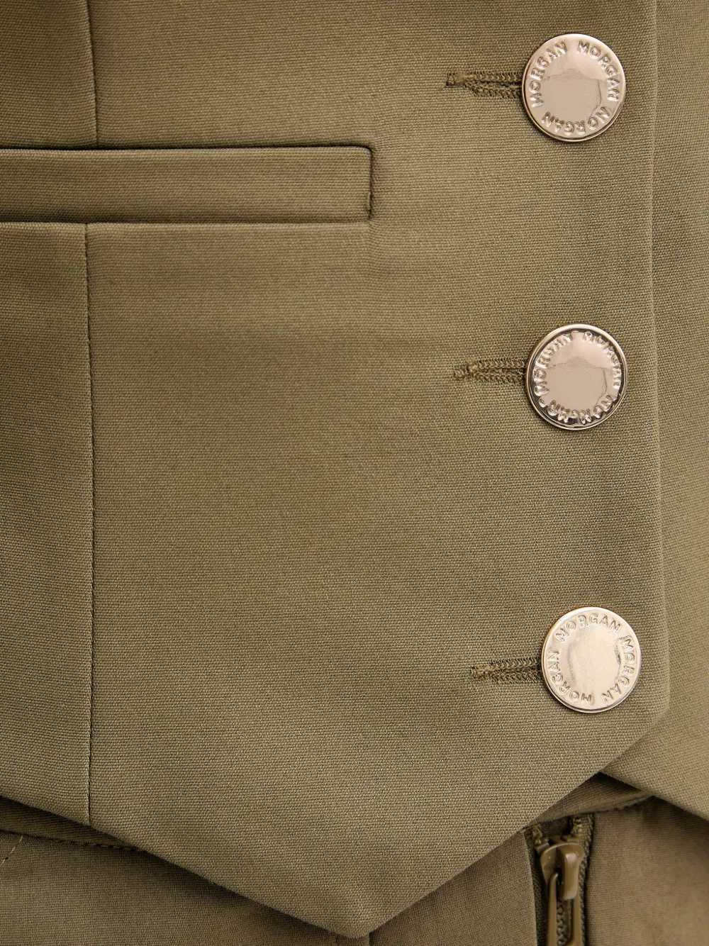 Morgan Button-up gilet met gekerfde revers Groen
