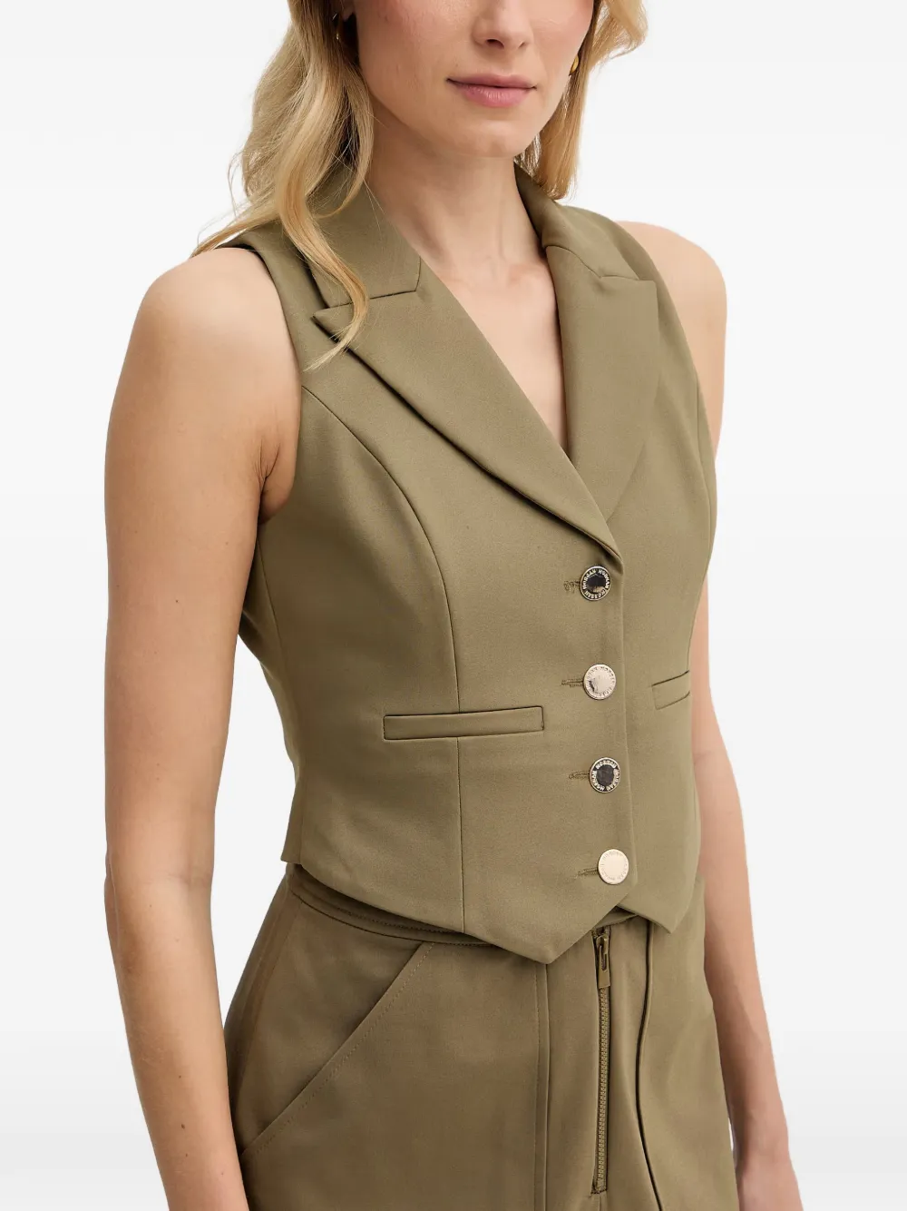 Morgan Button-up gilet met gekerfde revers Groen
