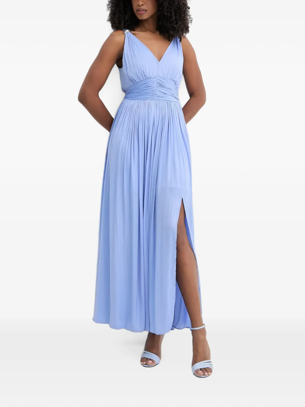 Morgan Jurk met ruches en zijsplit Blauw