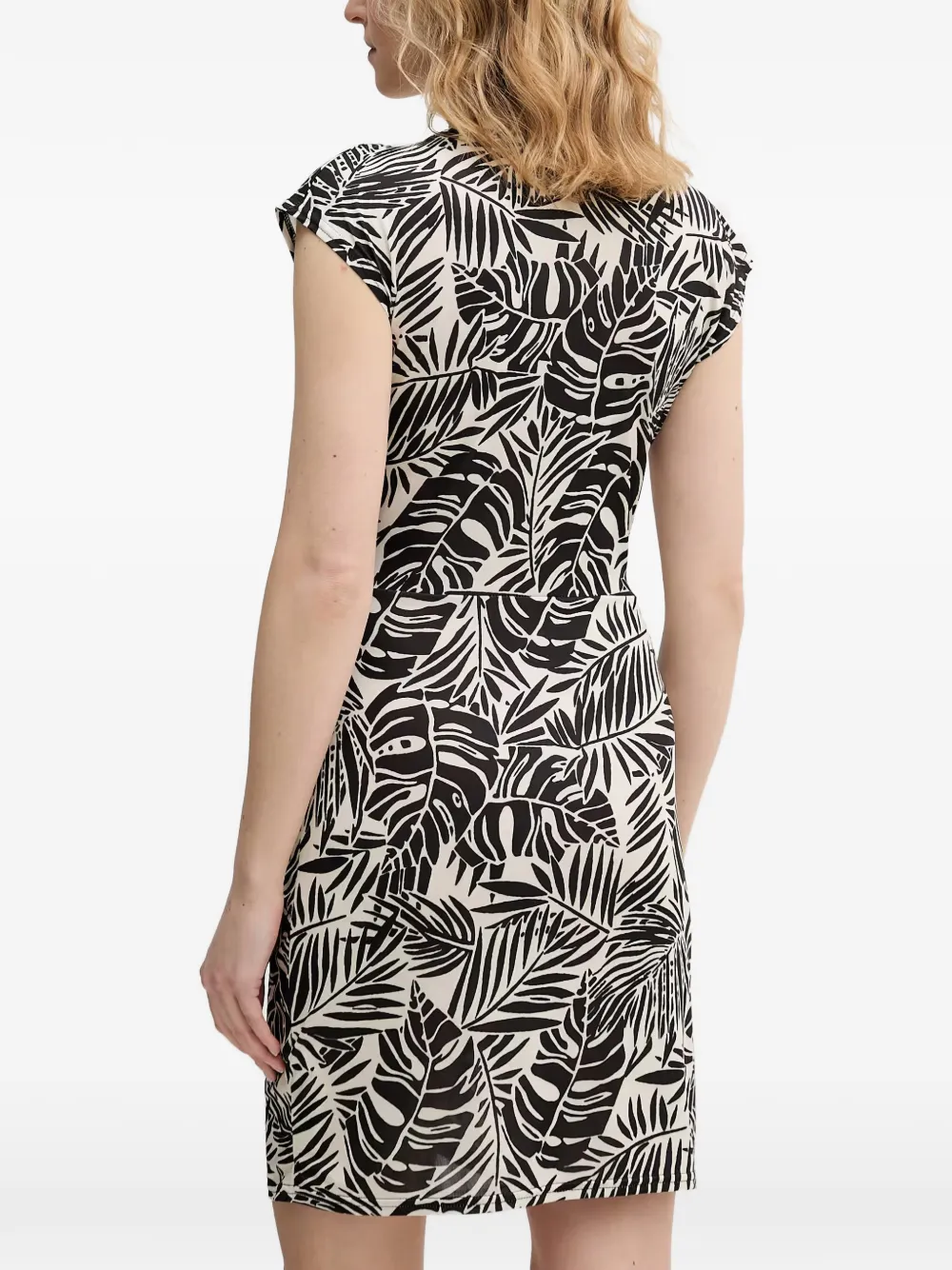 Morgan Wikkeljurk met bladerprint Beige