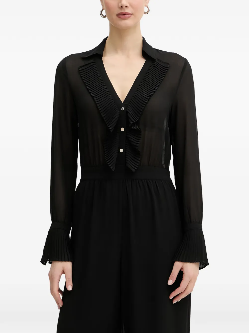 Morgan pleated-trim wide-leg jumpsuit