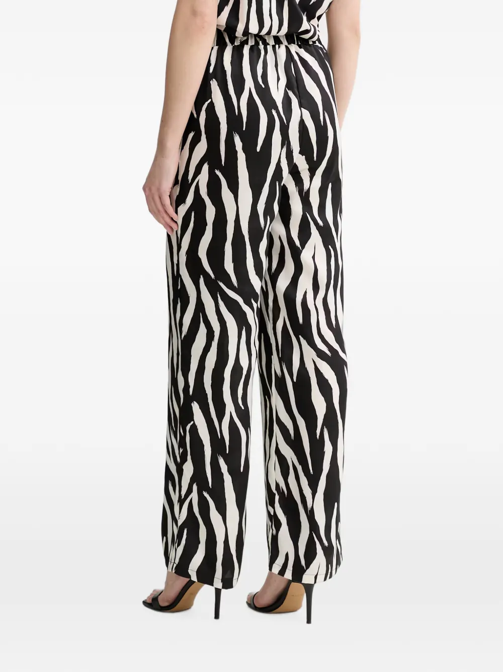 Morgan Broek met zebra-print en ceintuur Zwart