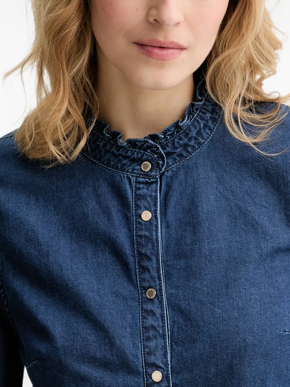 Morgan Denim blouse Blauw