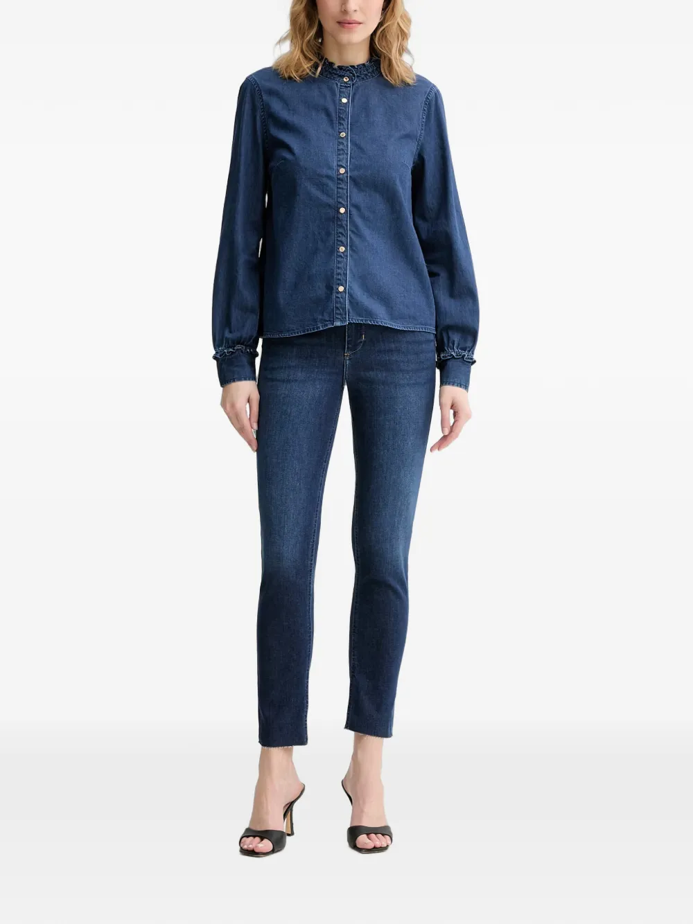 Morgan Denim blouse Blauw