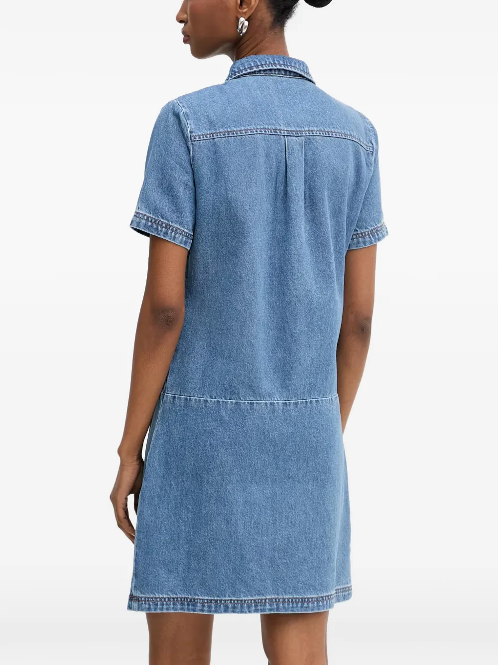Morgan Mini-jurk met korte mouwen en knopen Blauw