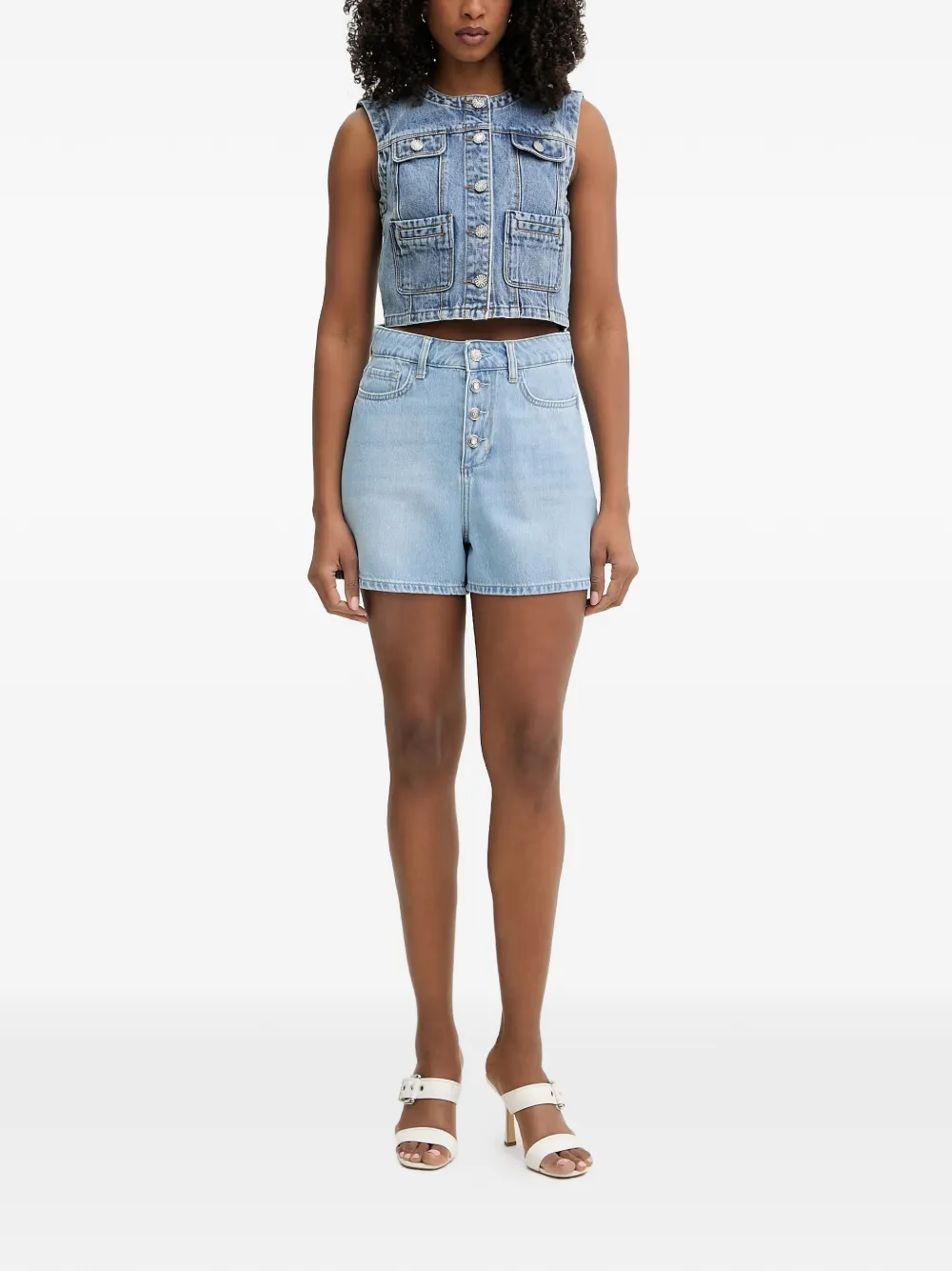 Morgan Cropped gilet Blauw