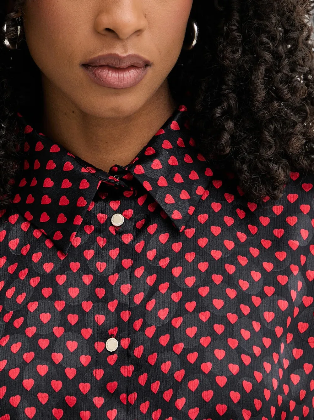 Morgan Button-up overhemd met hartprint Zwart