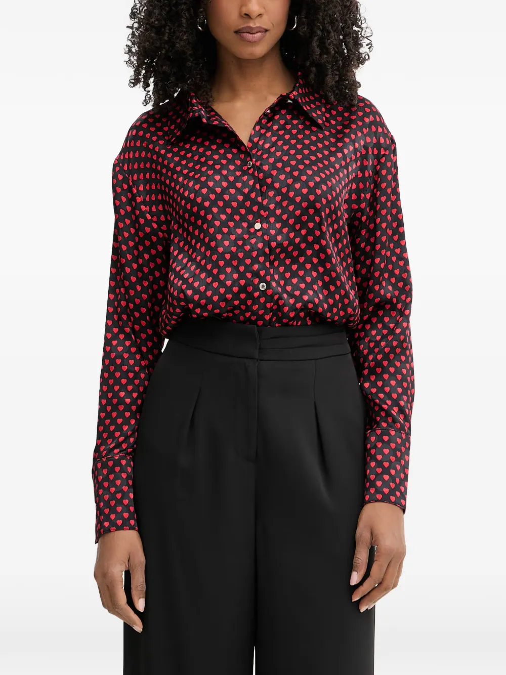 Morgan heart-print button-up shirt