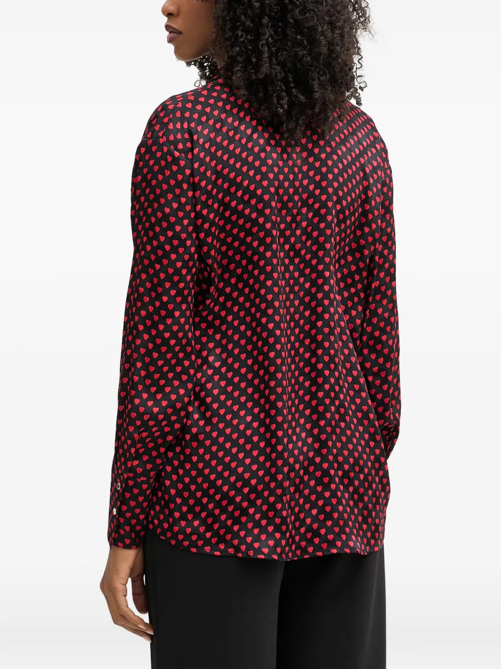 Morgan Button-up overhemd met hartprint Zwart