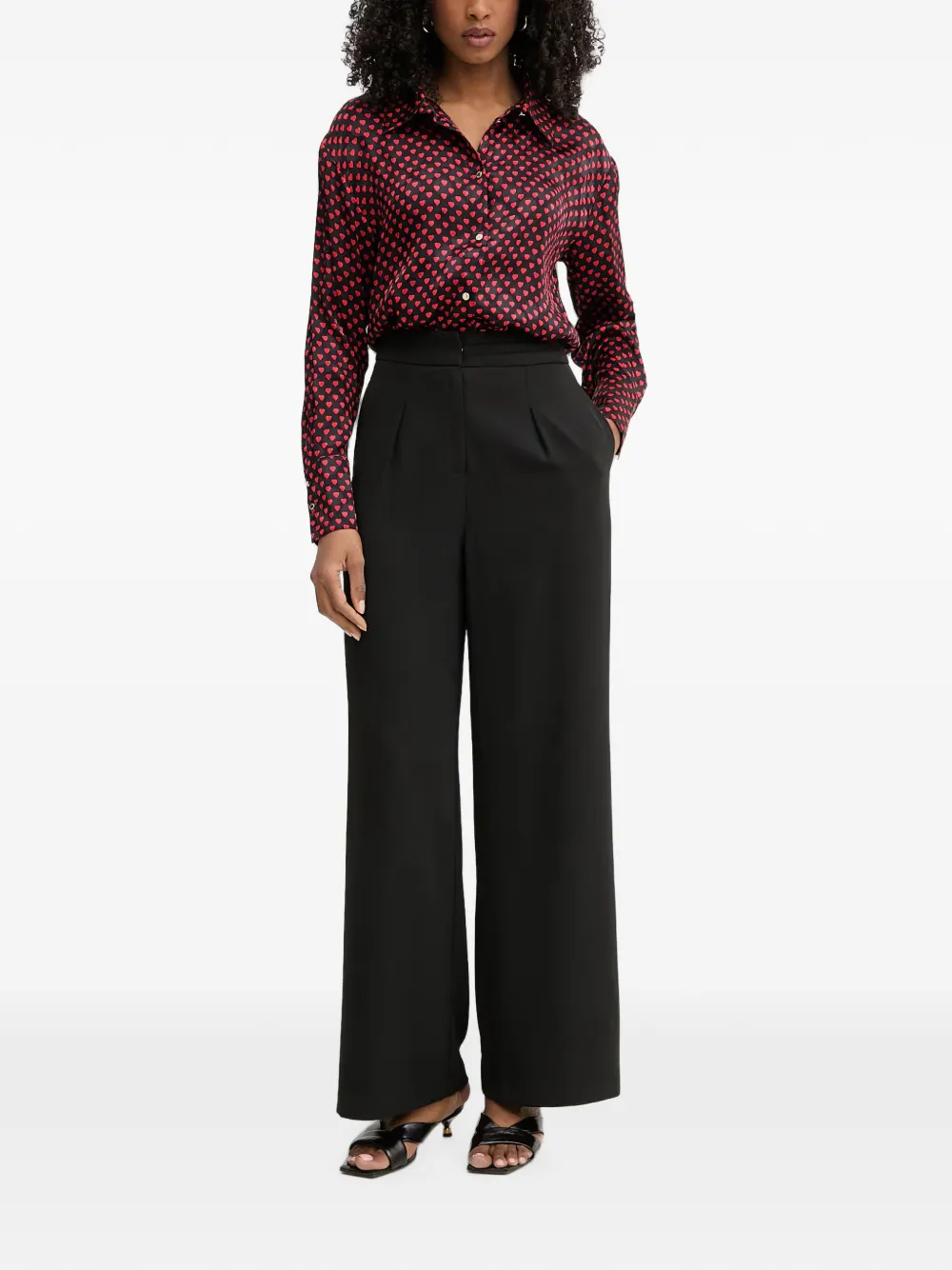 Morgan Button-up overhemd met hartprint Zwart