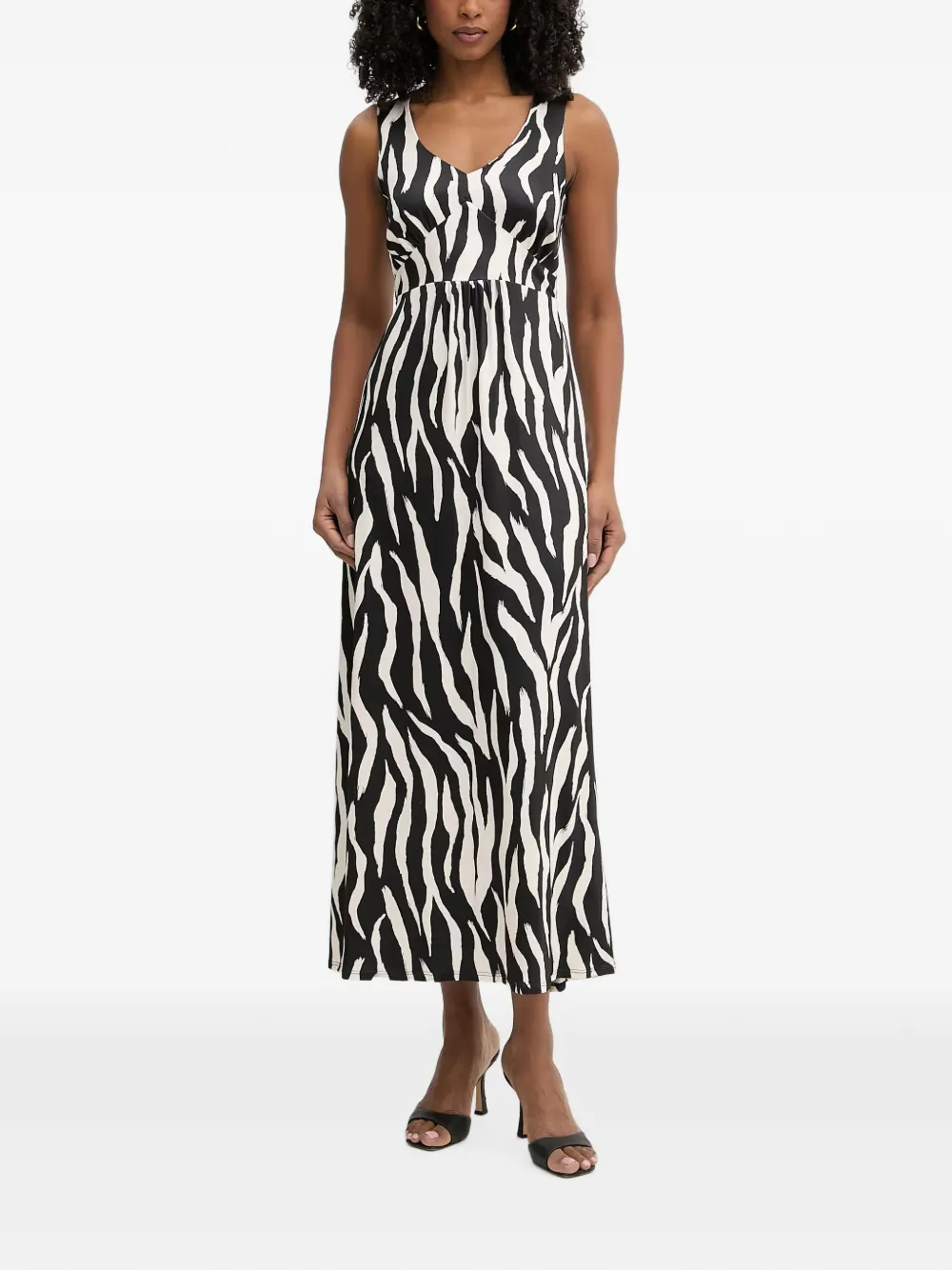 Morgan Maxi-jurk met zebraprint en veters Zwart