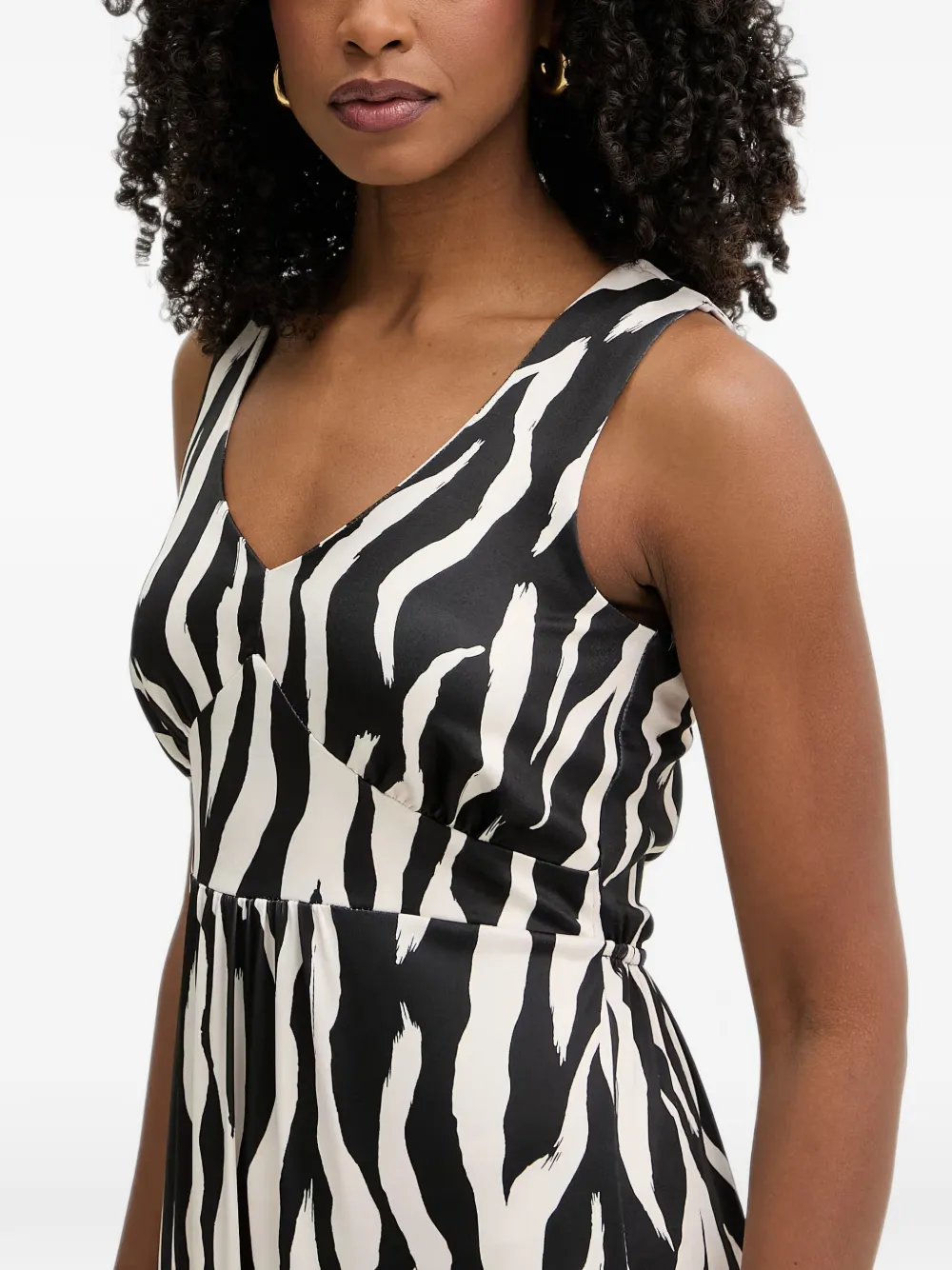 Morgan Maxi-jurk met zebraprint en veters Zwart