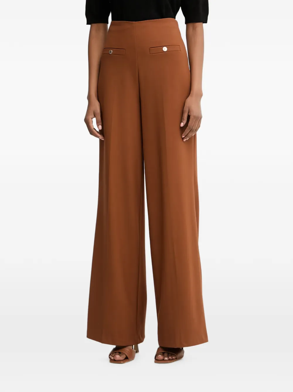 Morgan button-detail wide-leg trousers