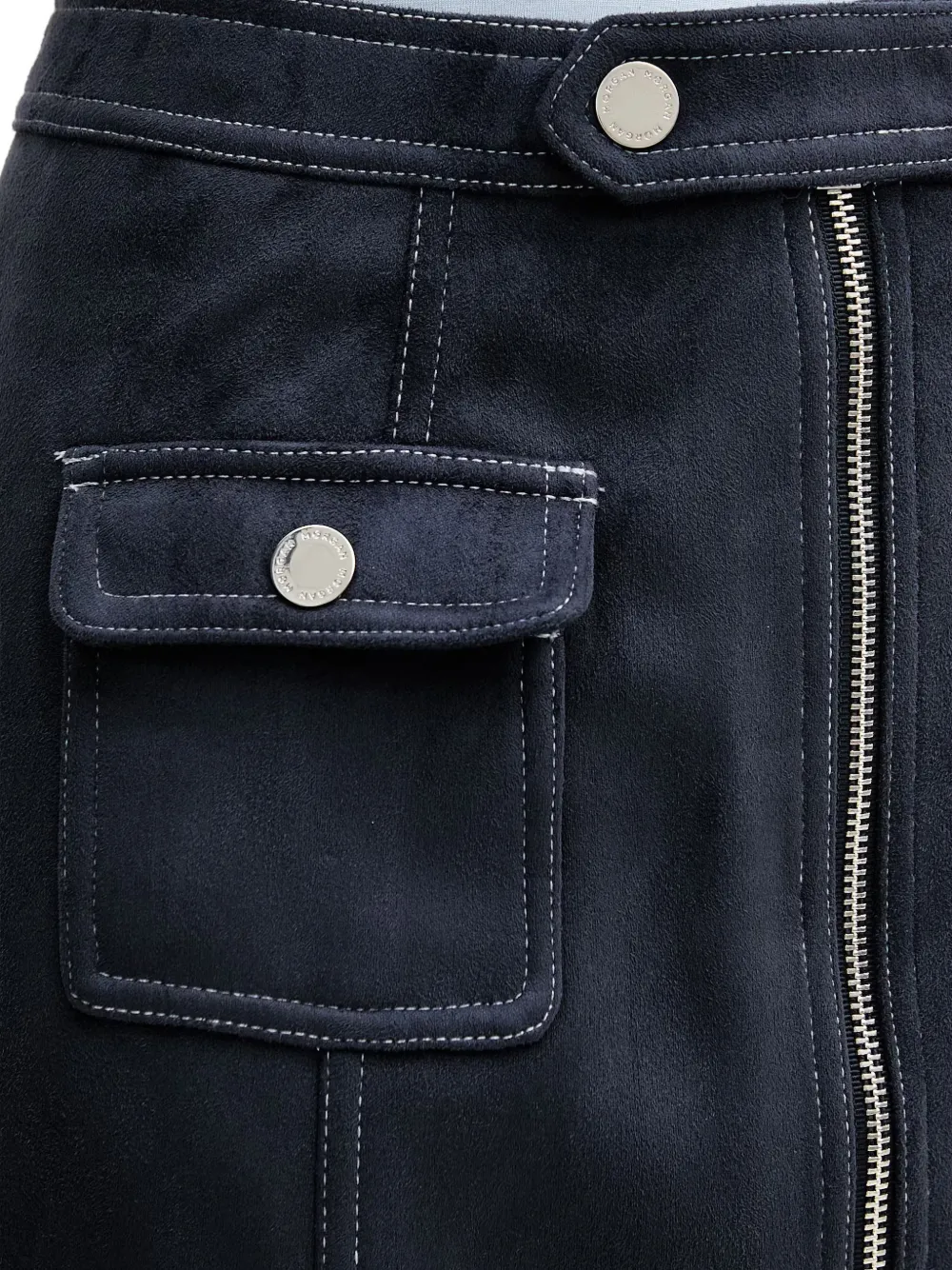 Morgan Mini-rok met contrasterende stiksels en rits Blauw