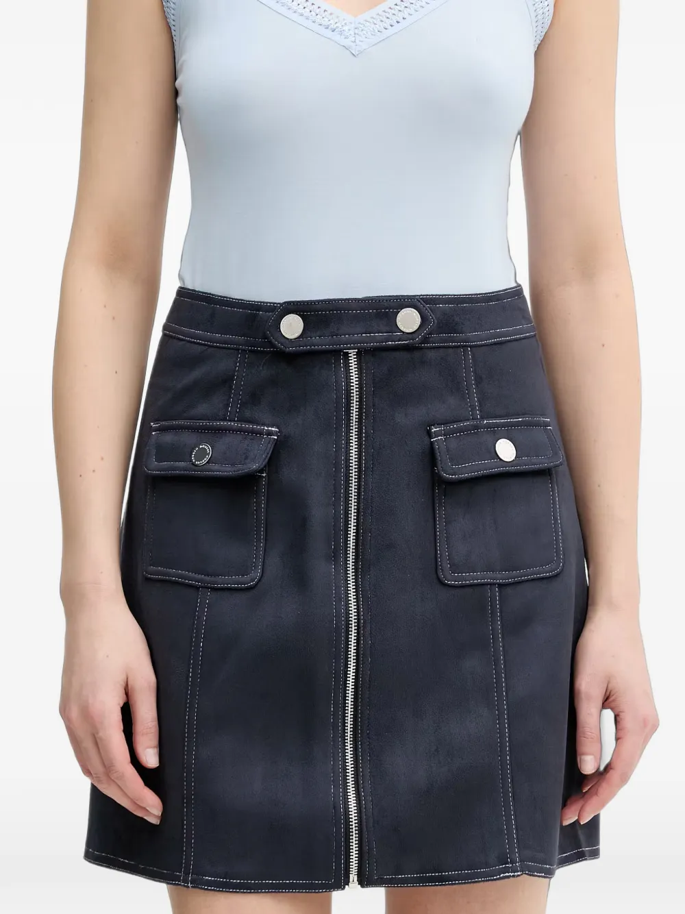 Morgan Mini-rok met contrasterende stiksels en rits Blauw