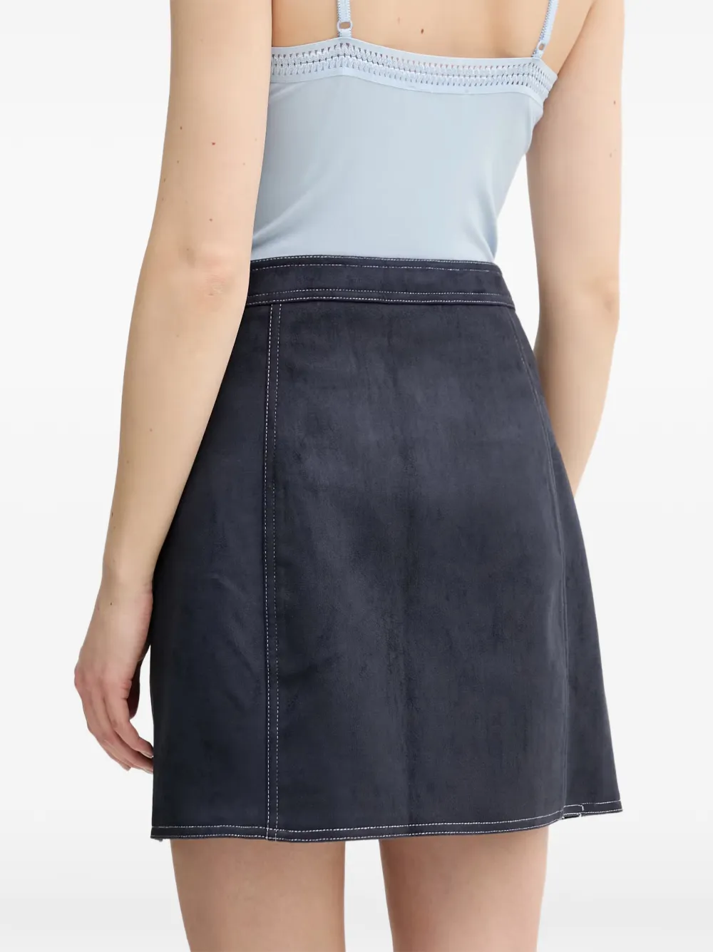 Morgan Mini-rok met contrasterende stiksels en rits Blauw