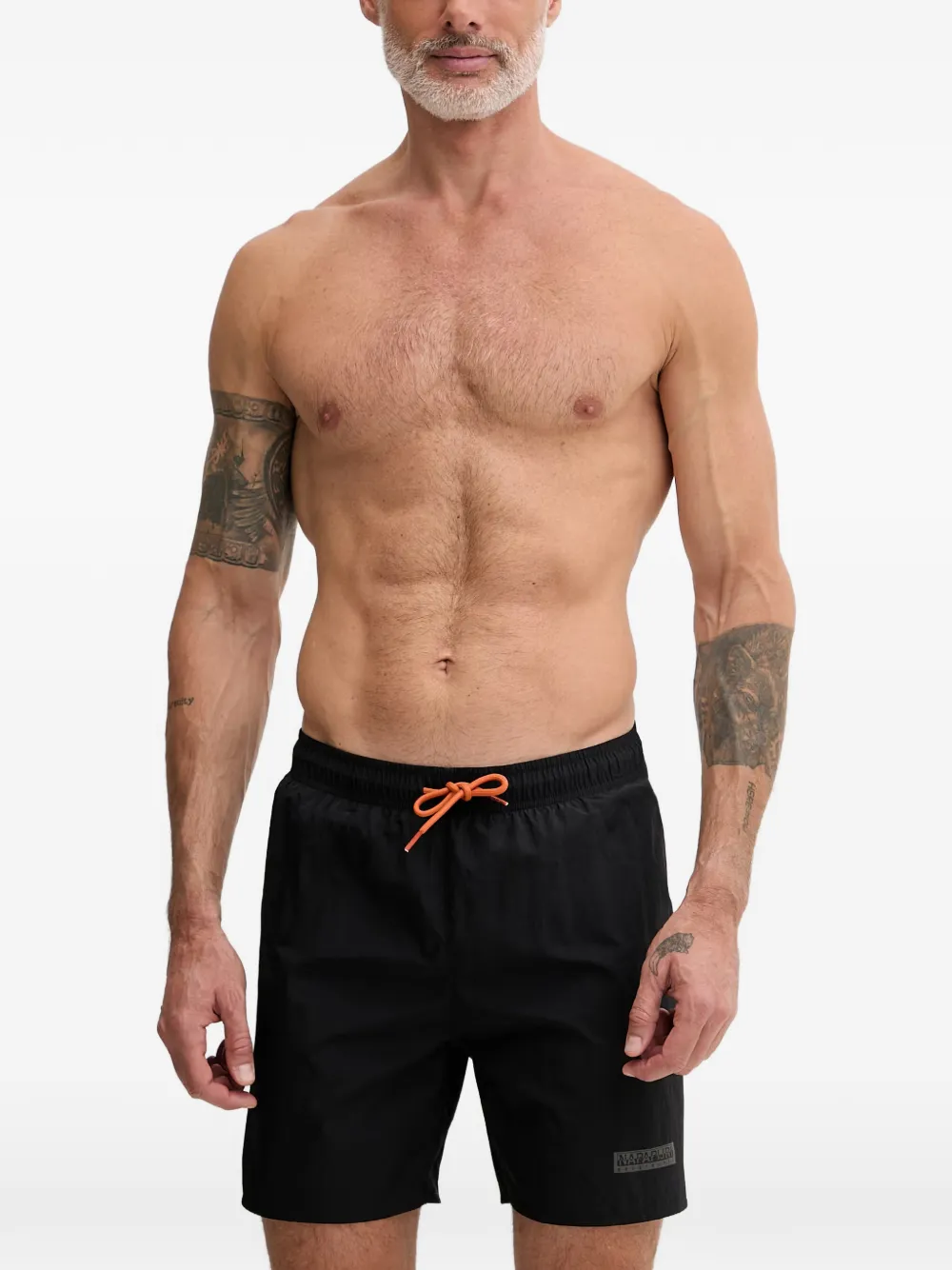 Napapijri logo-patch drawstring swim shorts - Nero