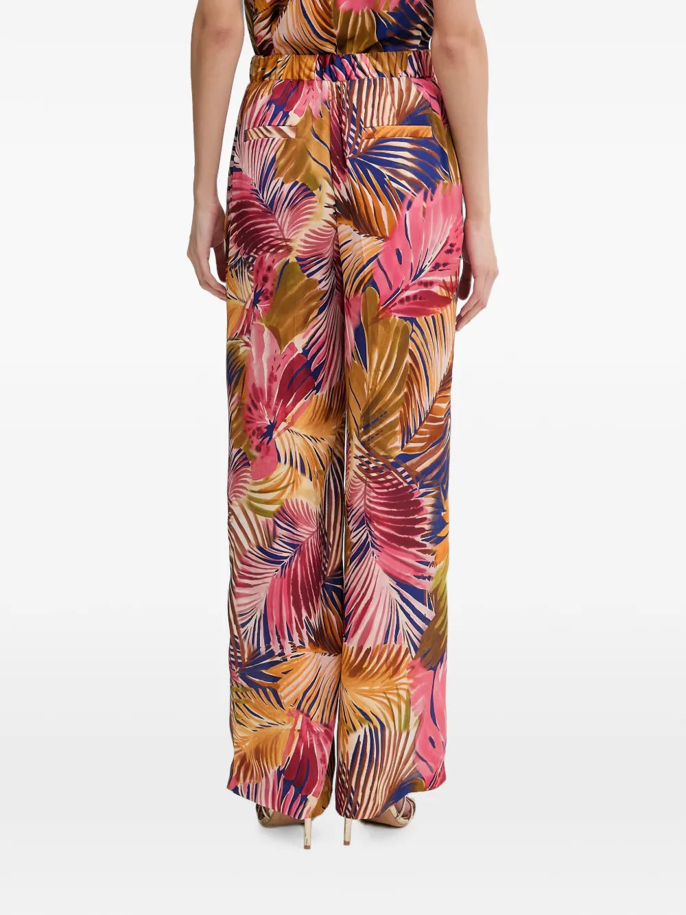 Morgan Palazzo broek met bladerprint Roze