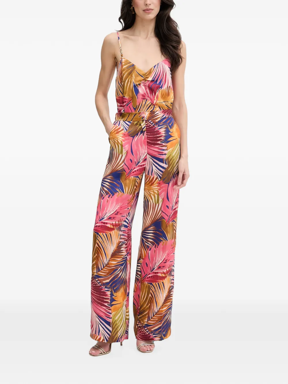 Morgan Palazzo broek met bladerprint Roze
