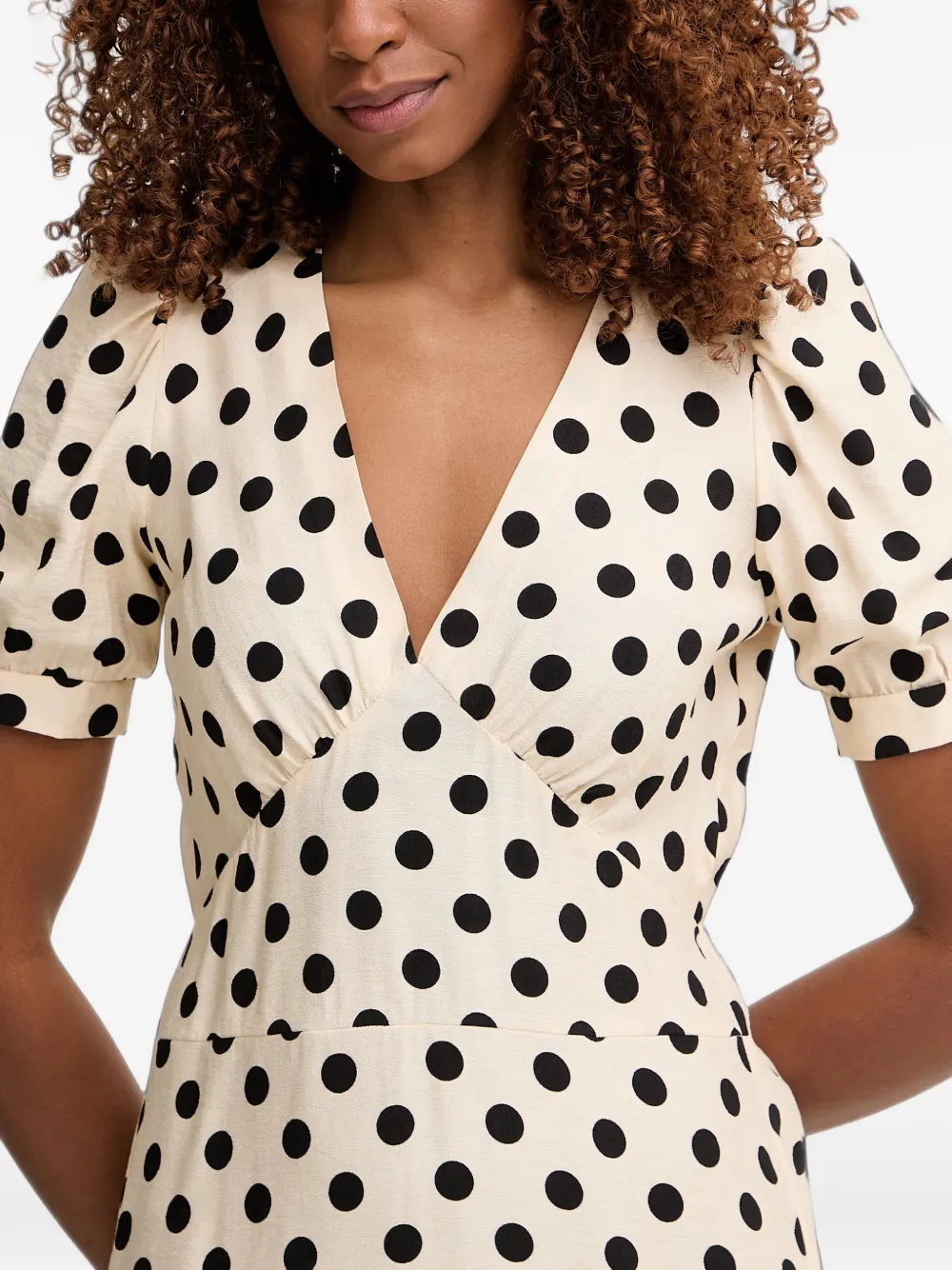 Morgan Jurk met pofmouwen Beige