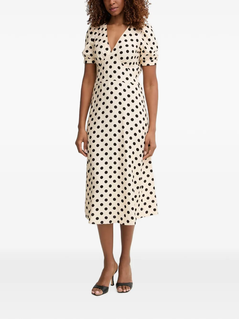 Morgan Jurk met pofmouwen Beige