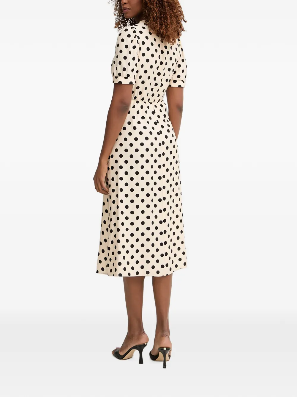 Morgan Jurk met pofmouwen Beige