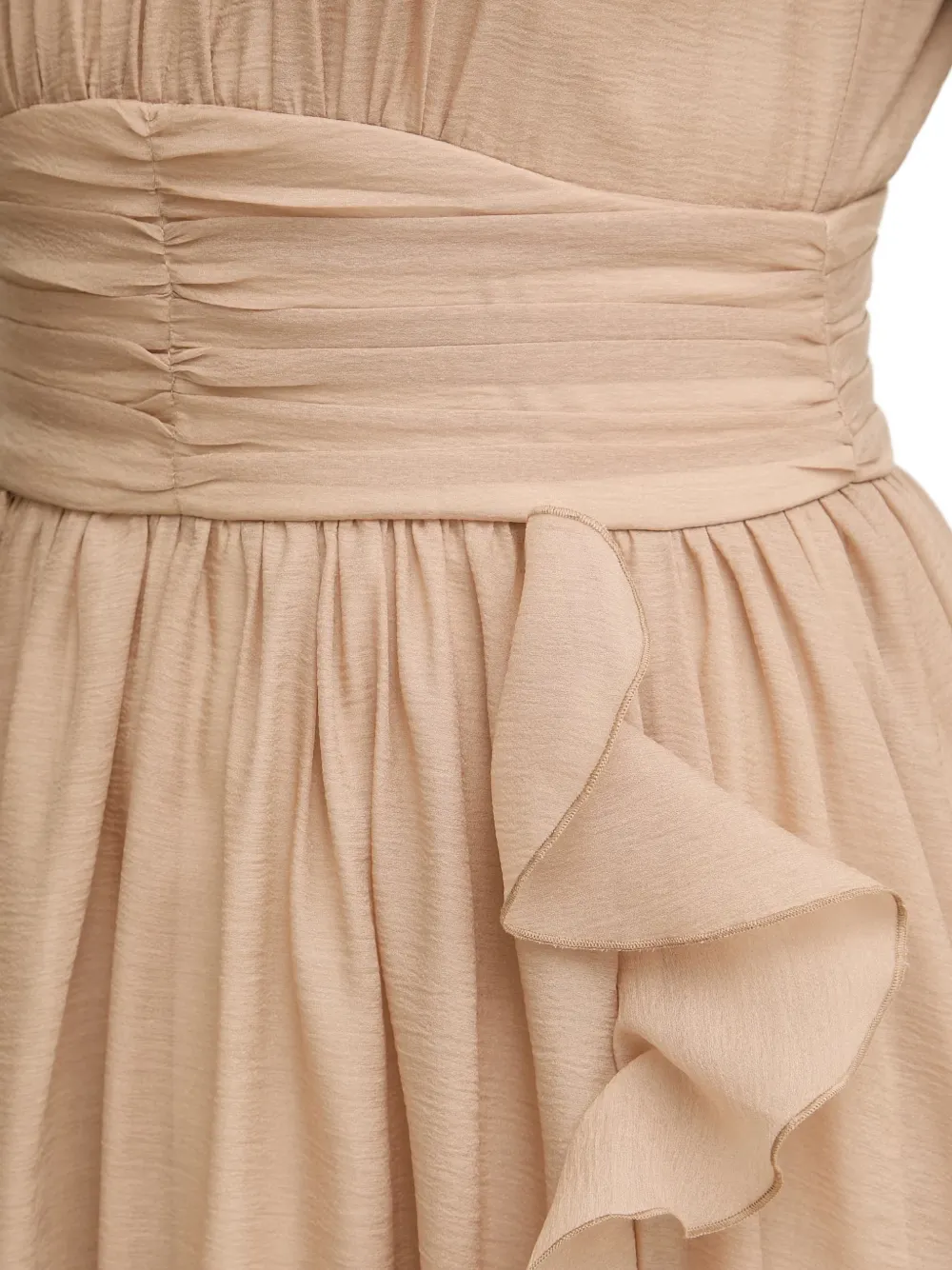 Morgan ruffled pleated maxi dress Beige