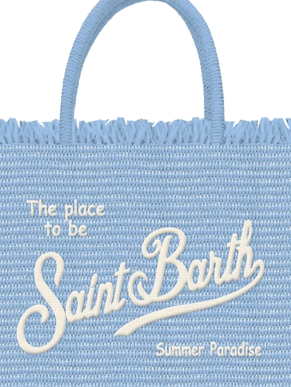 MC2 Saint Barth Kids Vanity mini straw-effect bag with embroidered logo Blauw