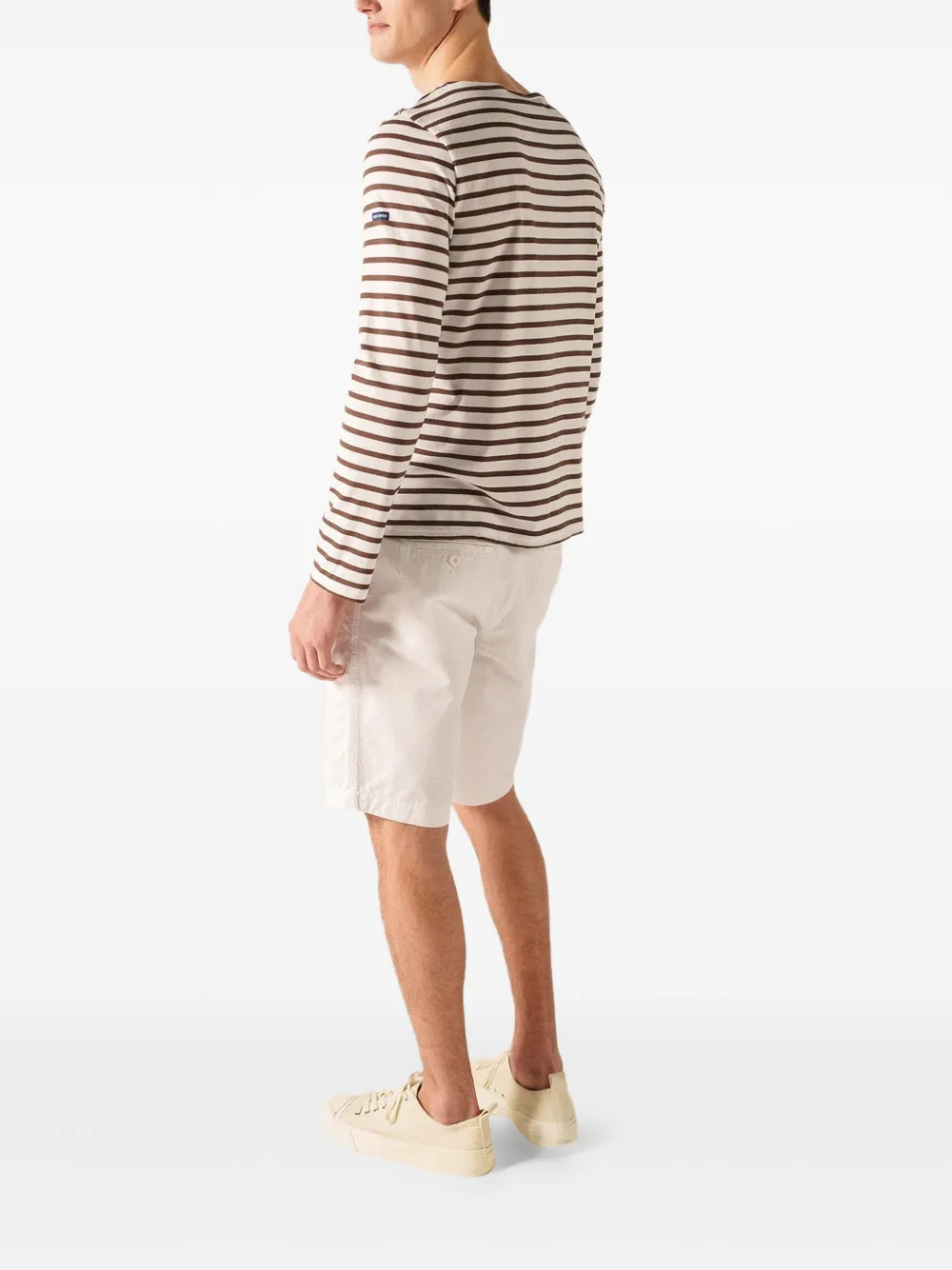 Saint James Minquiers gestreept T-shirt met lange mouwen Beige