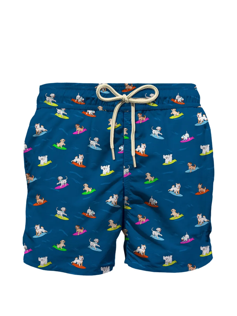 MC2 Saint Barth Kids dog-print drawstring swim shorts Blauw