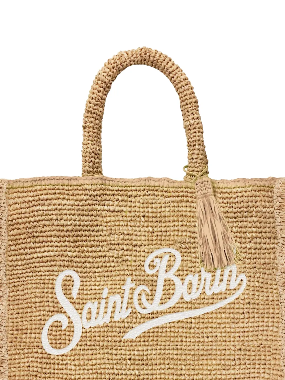 MC2 Saint Barth Vanity fringed raffia mini tote bag Beige
