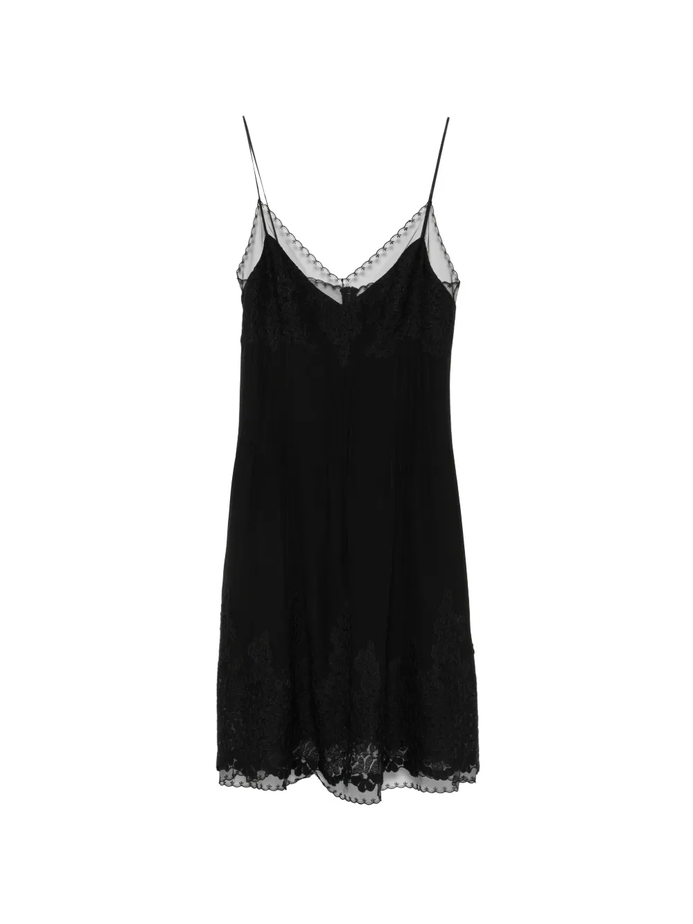 Ermanno Scervino lace-trim pleated midi dress - Nero