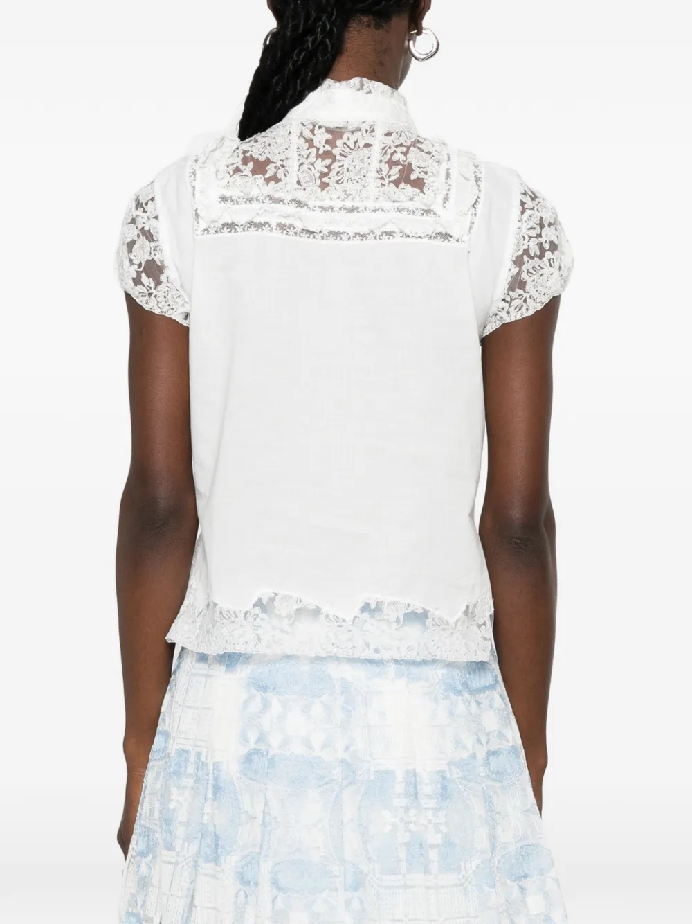 Ermanno Scervino Blouse met kanten detail met korte mouwen Wit
