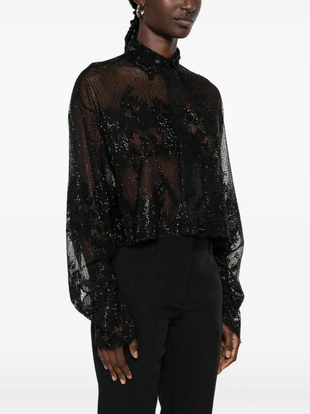 Ermanno Scervino Blouse verfraaid met pailletten en knopen Zwart