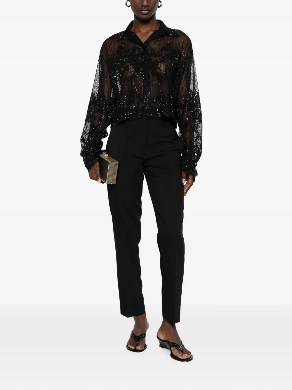Ermanno Scervino Blouse verfraaid met pailletten en knopen Zwart