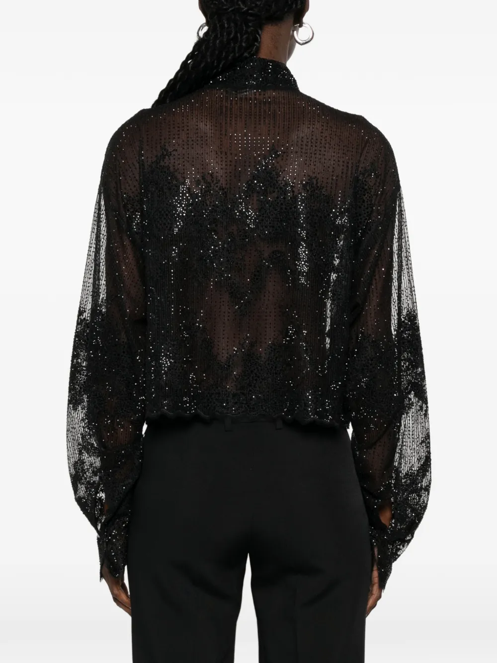 Ermanno Scervino Blouse verfraaid met pailletten en knopen Zwart