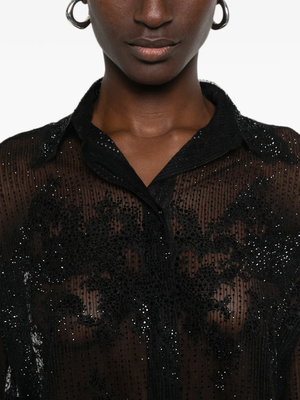 Ermanno Scervino Blouse verfraaid met pailletten en knopen Zwart