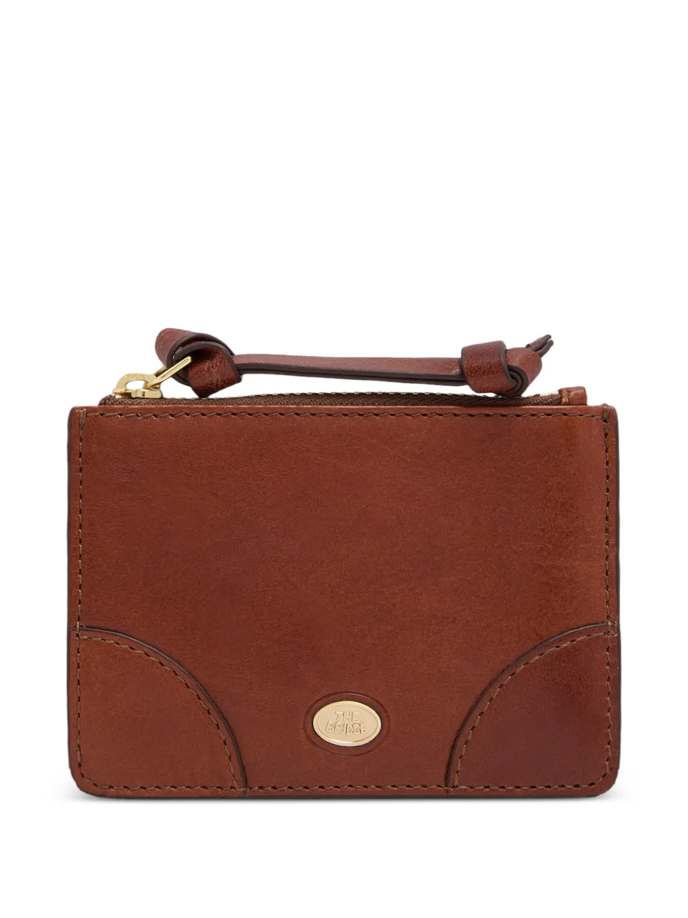 The Bridge Portacarte in pelle con placca logo - Marrone