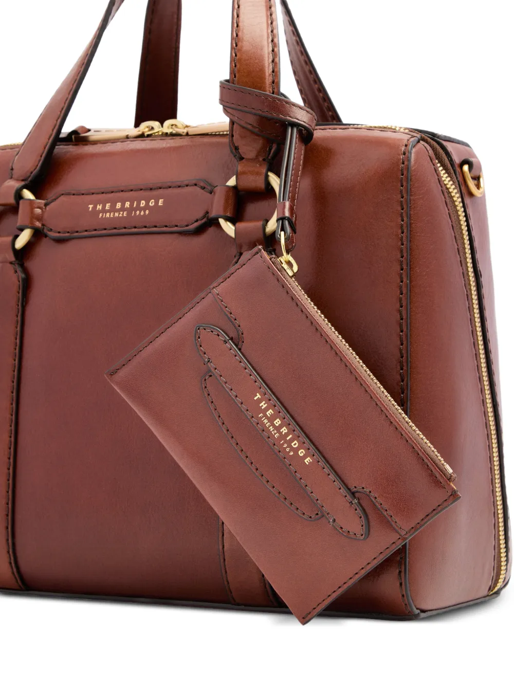 The Bridge Clutch met polsband logo Bruin