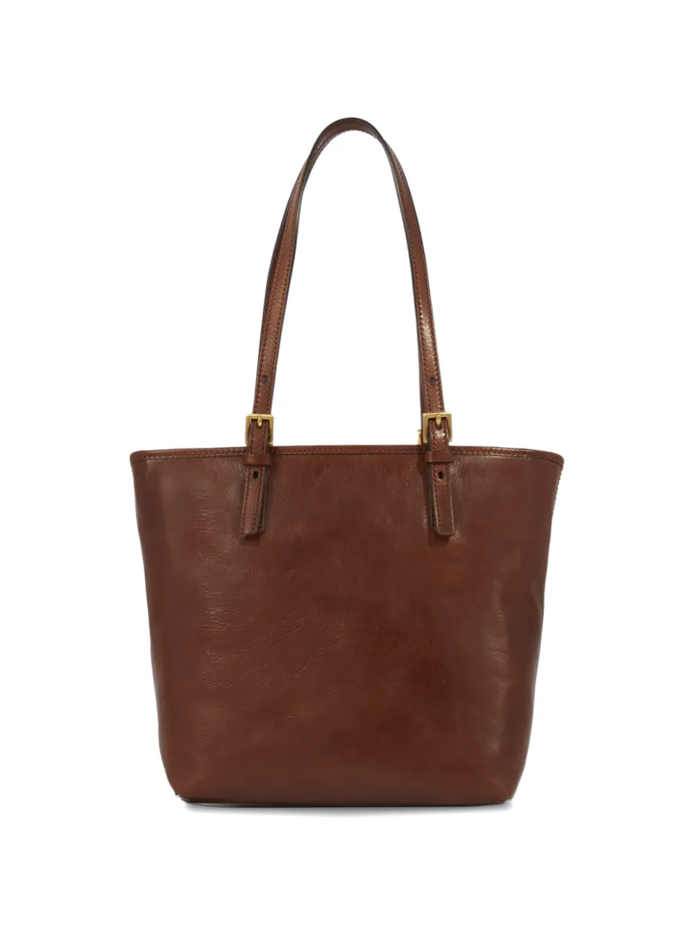 The Bridge Leren shopper met gespdetail Bruin