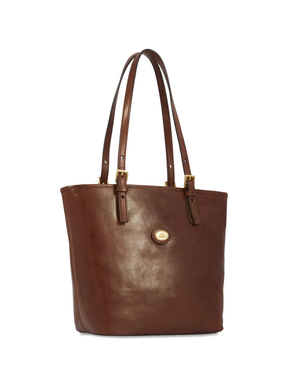The Bridge Leren shopper met gespdetail Bruin